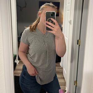 Light Gray V-Neck Old Navy Blouse (medium)